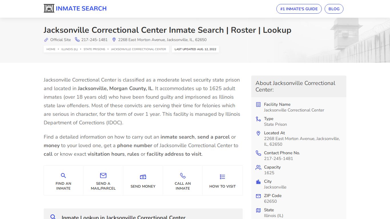 Jacksonville Correctional Center Inmate Search | Roster ...