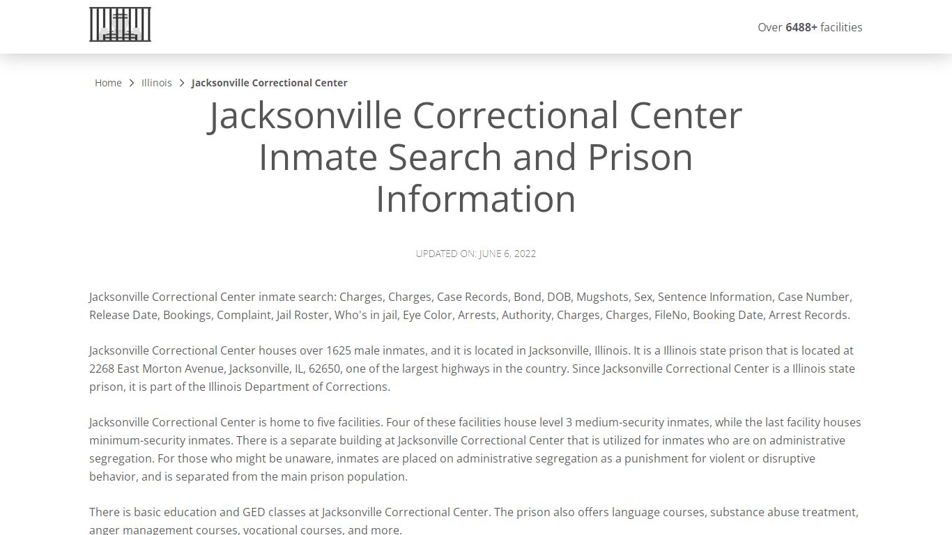 Jacksonville Correctional Center Inmate Search, Visitation ...